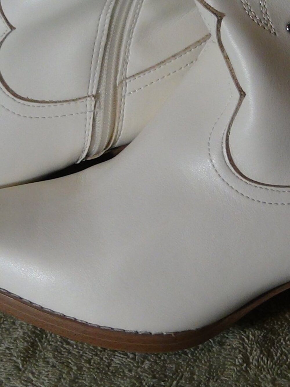 Women's Universal Thread Zipper Studded Western Boots Pointed Size 8 Off-White - Picture 4 of 13